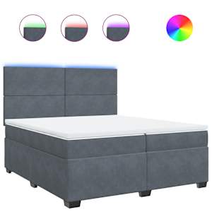 Box spring postel s matrací tmavě šedá 200x200 cm samet - obrázek 2