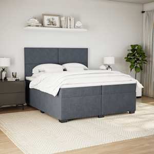 Box spring postel s matrací tmavě šedá 200x200 cm samet - obrázek 5