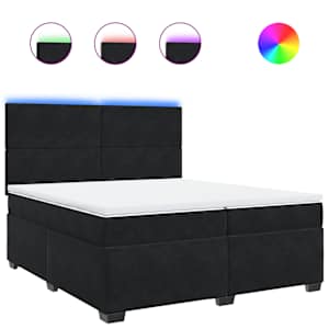 Box spring postel s matrací černá 200x200 cm samet - obrázek 2