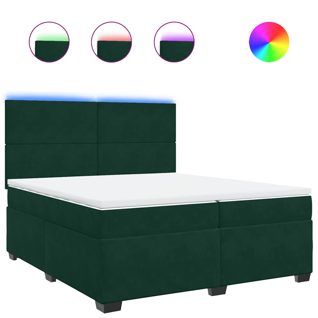 vidaXL Box spring postel s matrací tmavě zelená 200x200 cm samet