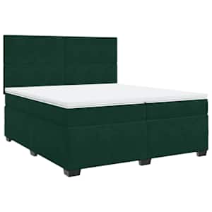 Box spring postel s matrací tmavě zelená 200x200 cm samet - obrázek 3