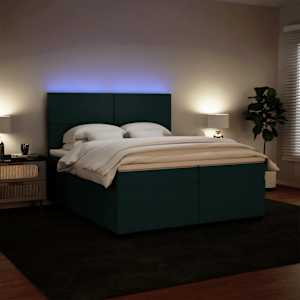 Box spring postel s matrací tmavě zelená 200x200 cm samet - obrázek 4
