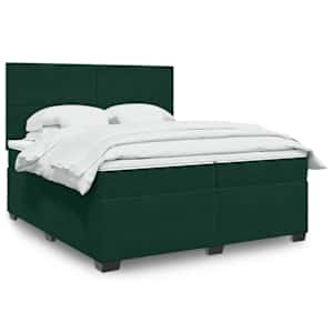 Box spring postelja z vzmetnico temno zelena 200x200 cm žamet
