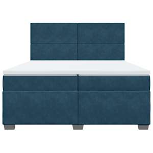 Box spring postel s matrací modrá 200 x 200 cm samet - obrázek 6