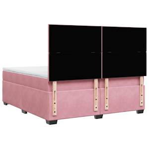 Box spring postel s matrací růžová 200x200 cm samet - obrázek 12