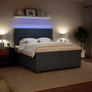 Box spring postel s matrací tmavě šedá 200x200 cm samet - obrázek 4