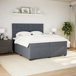 Box spring postel s matrací tmavě šedá 200x200 cm samet - obrázek 5