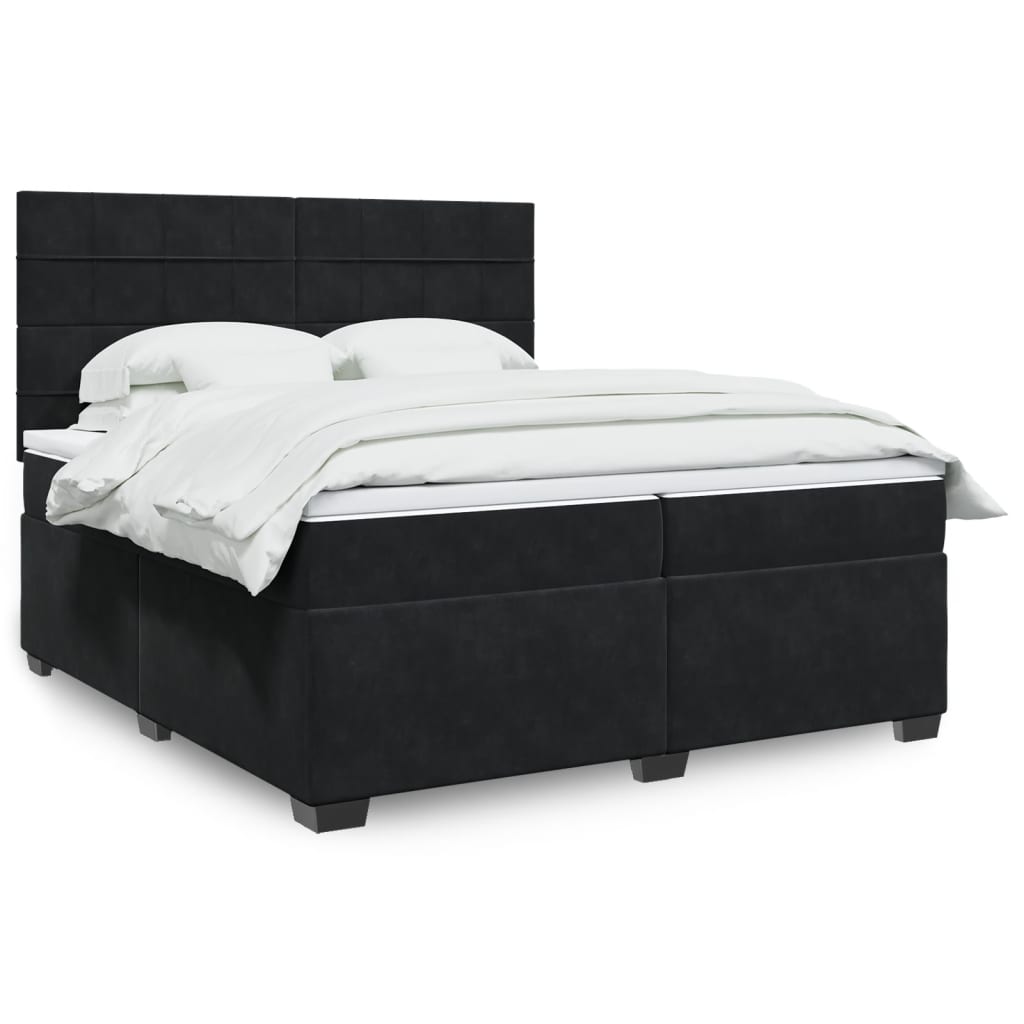 Boxspringbett mit Matratze Schwarz 200×200 cm Samt