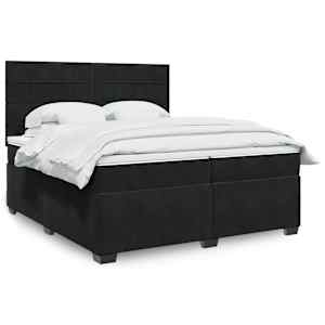 Box spring postel s matrací černá 200x200 cm samet - obrázek 1
