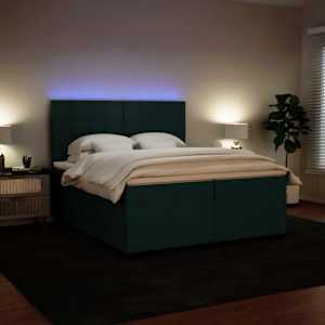 Box spring postel s matrací tmavě zelená 200x200 cm samet - obrázek 4