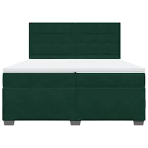 Box spring postel s matrací tmavě zelená 200x200 cm samet - obrázek 6