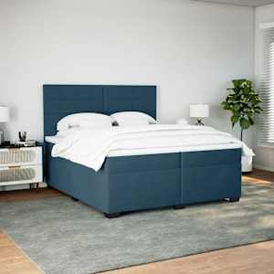 Box spring postel s matrací modrá 200 x 200 cm samet - obrázek 5