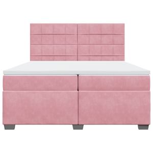 Box spring postel s matrací růžová 200x200 cm samet - obrázek 6