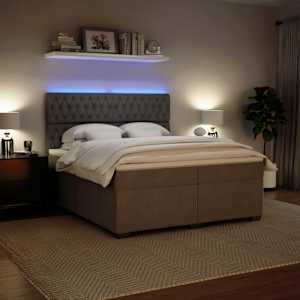 Box spring postel s matrací světle šedá 200x200 cm samet - obrázek 4