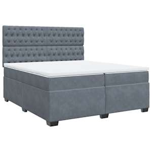 Box spring postel s matrací tmavě šedá 200x200 cm samet - obrázek 3
