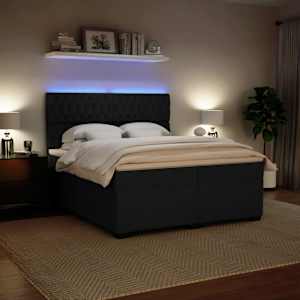 Box spring postel s matrací černá 200x200 cm samet - obrázek 4