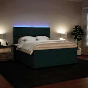 Box spring postel s matrací tmavě zelená 200x200 cm samet - obrázek 4