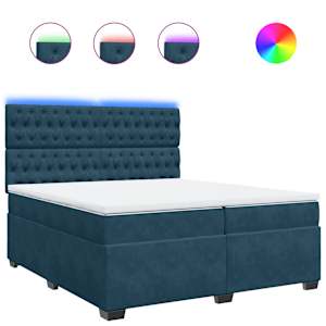 Box spring postel s matrací modrá 200 x 200 cm samet - obrázek 2
