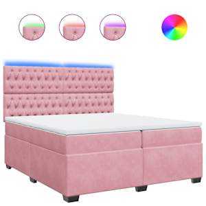 Box spring postel s matrací růžová 200x200 cm samet - obrázek 2