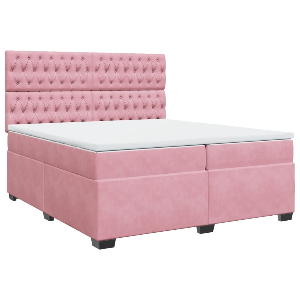 vidaXL Boxspring met matras fluweel roze 200x200 cm afbeelding