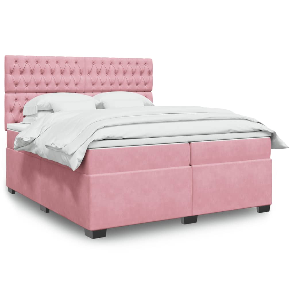 Boxspringbett mit Matratze Rosa 200×200 cm Samt