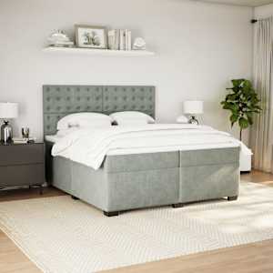Box spring postel s matrací světle šedá 200x200 cm samet - obrázek 5