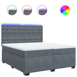 Box spring postel s matrací tmavě šedá 200x200 cm samet - obrázek 2