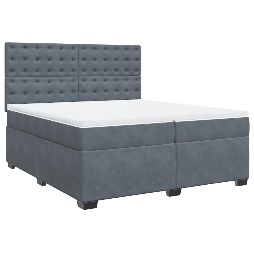 vidaXL Boxspring met matras fluweel donkergrijs 200x200 cm afbeelding