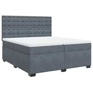 Box spring postel s matrací tmavě šedá 200x200 cm samet - obrázek 3