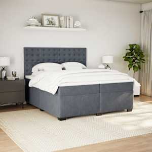Box spring postel s matrací tmavě šedá 200x200 cm samet - obrázek 5