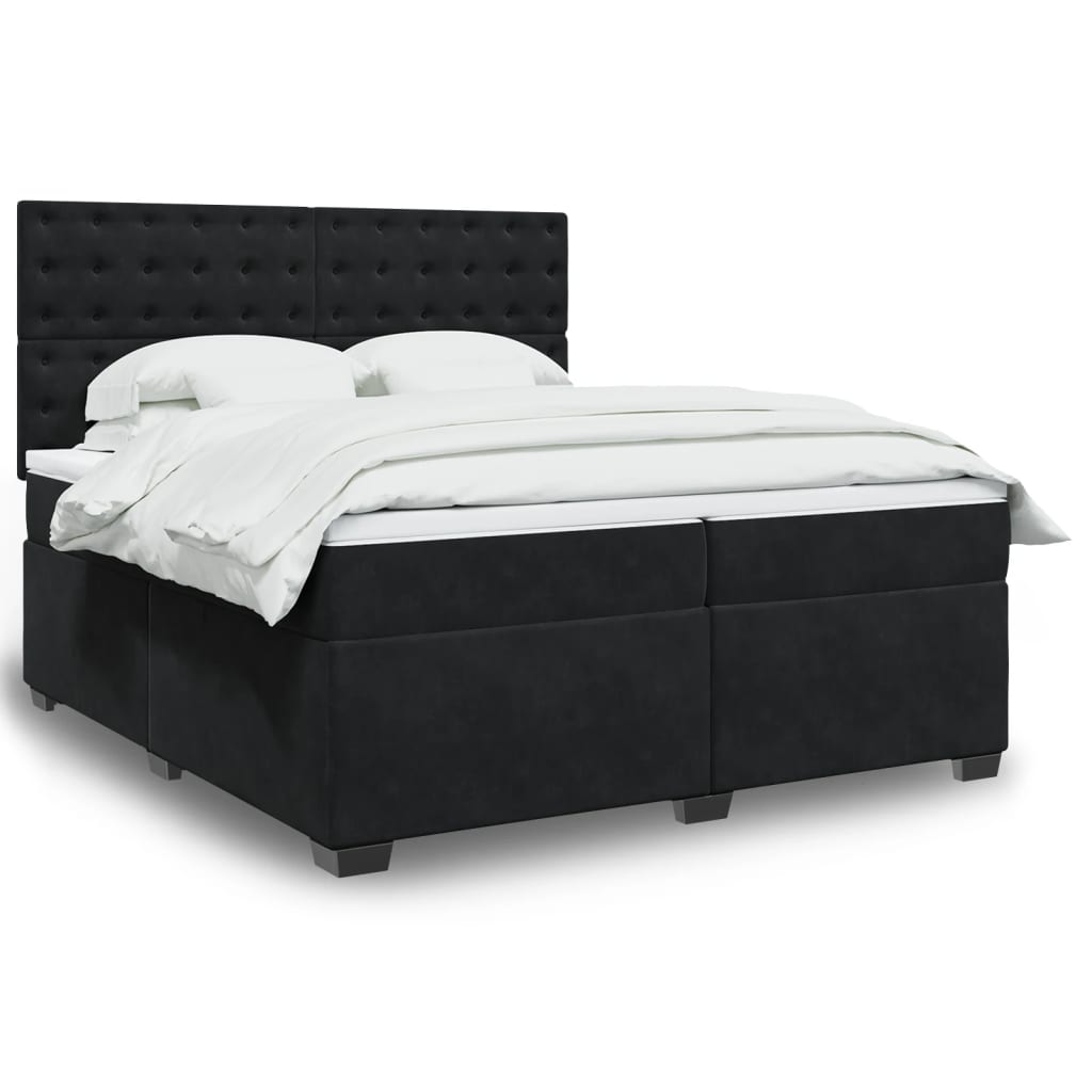 Boxspringbett mit Matratze Schwarz 200×200 cm Samt