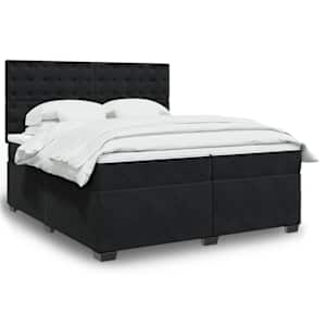 Box spring postel s matrací černá 200x200 cm samet - obrázek 1