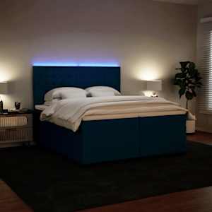 Box spring postel s matrací modrá 200 x 200 cm samet - obrázek 4