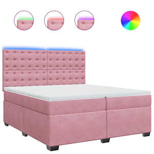 Box spring postel s matrací růžová 200x200 cm samet - obrázek 2