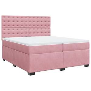 Box spring postel s matrací růžová 200x200 cm samet - obrázek 3
