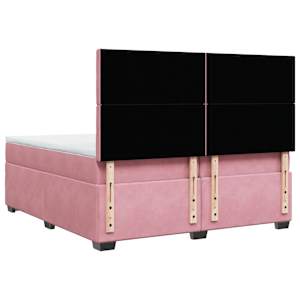 Box spring postel s matrací růžová 200x200 cm samet - obrázek 12