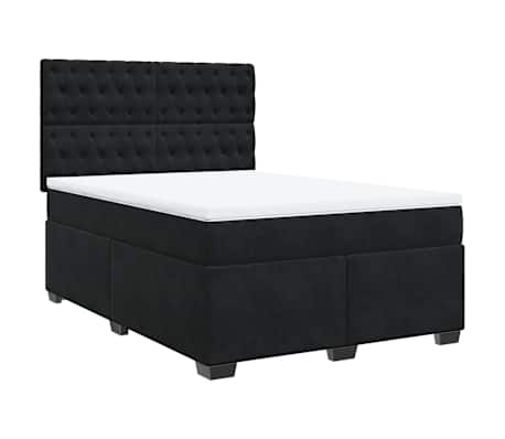 vidaXL Box Spring Bed with Mattress Black Double Velvet