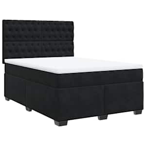 vidaXL Box Spring Bed with Mattress Black Double Velvet