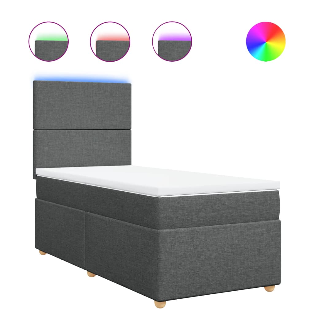 vidaXL Box spring postel s matrací tmavě šedá 80 x 200 cm textil