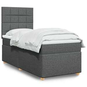 Box spring postel s matrací tmavě šedá 80 x 200 cm textil - obrázek 1