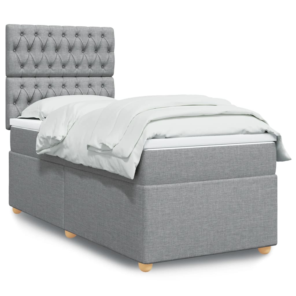 Boxspringbett mit Matratze Hellgrau 80×200 cm Stoff