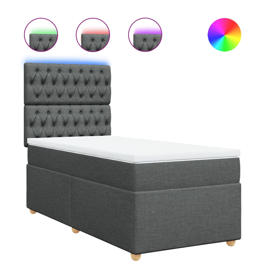 vidaXL Box spring postel s matrací tmavě šedá 80 x 200 cm textil