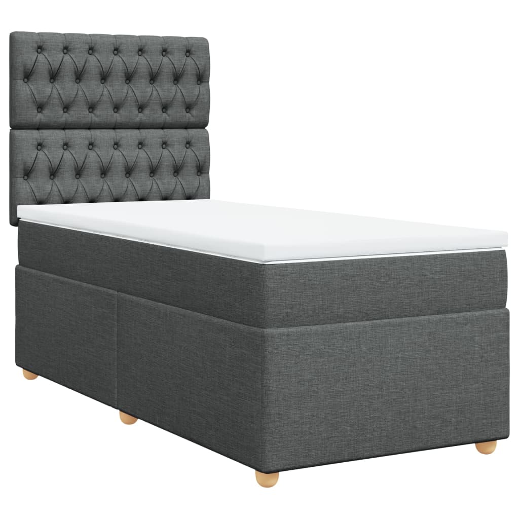 vidaXL Boxspring met matras stof donkergrijs 80x200 cm afbeelding