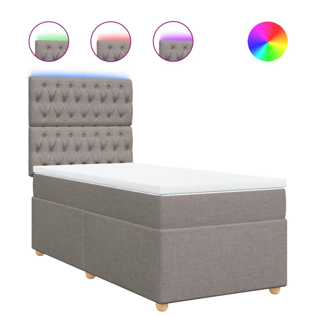 Thumbnail - vidaXL Boxspringbett mit Matratze Taupe 80x200 cm Stoff