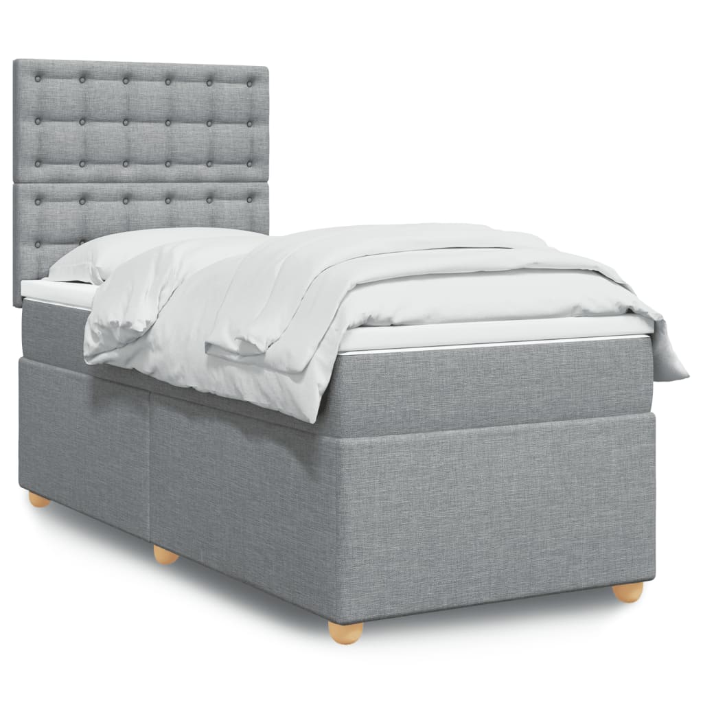 vidaXL Boxspringbett mit Matratze Hellgrau 80x200 cm Stoff