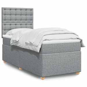 Box spring postel s matrací světle šedá 80 x 200 cm textil - obrázek 1