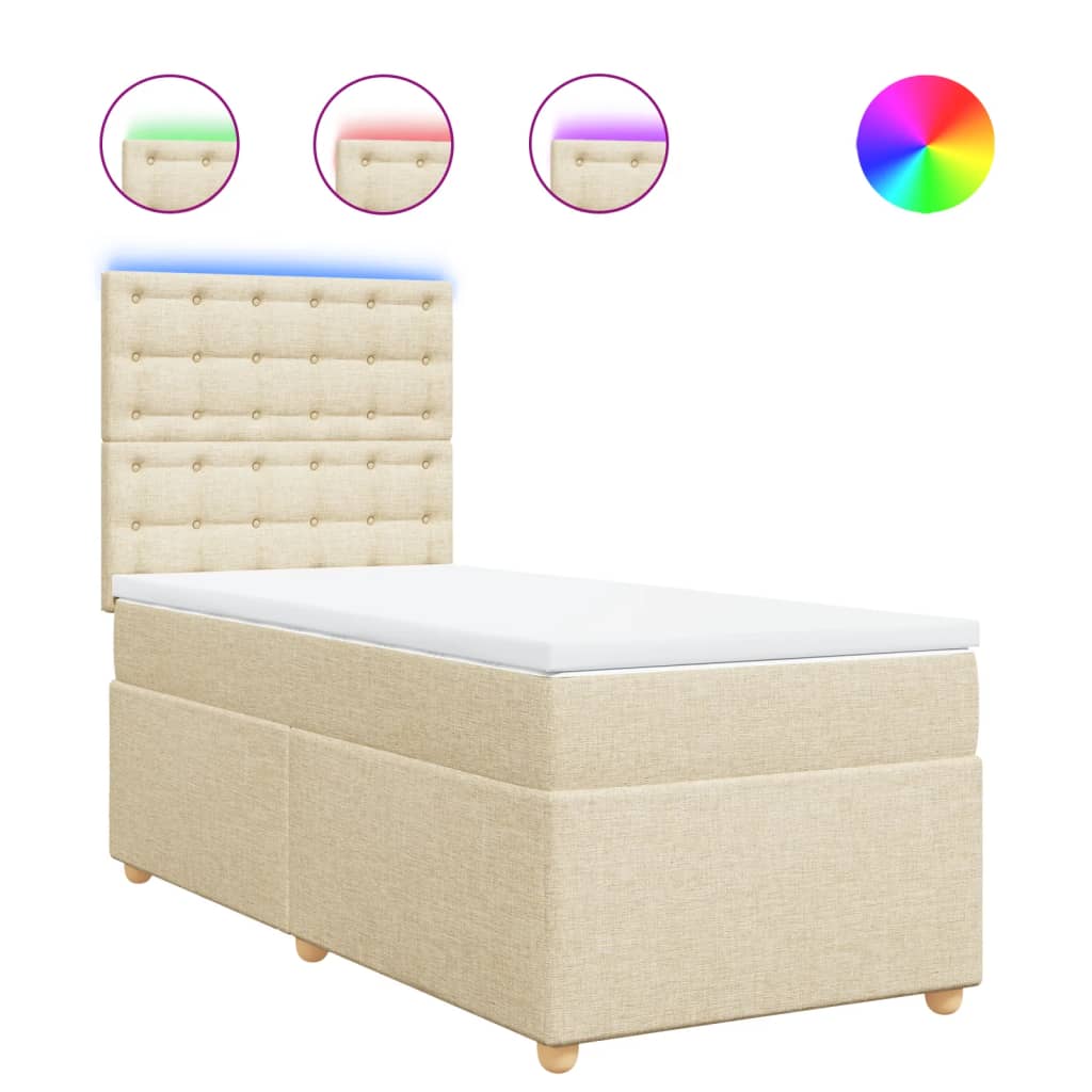 vidaXL Box spring postel s matrací krémová 80 x 200 cm textil