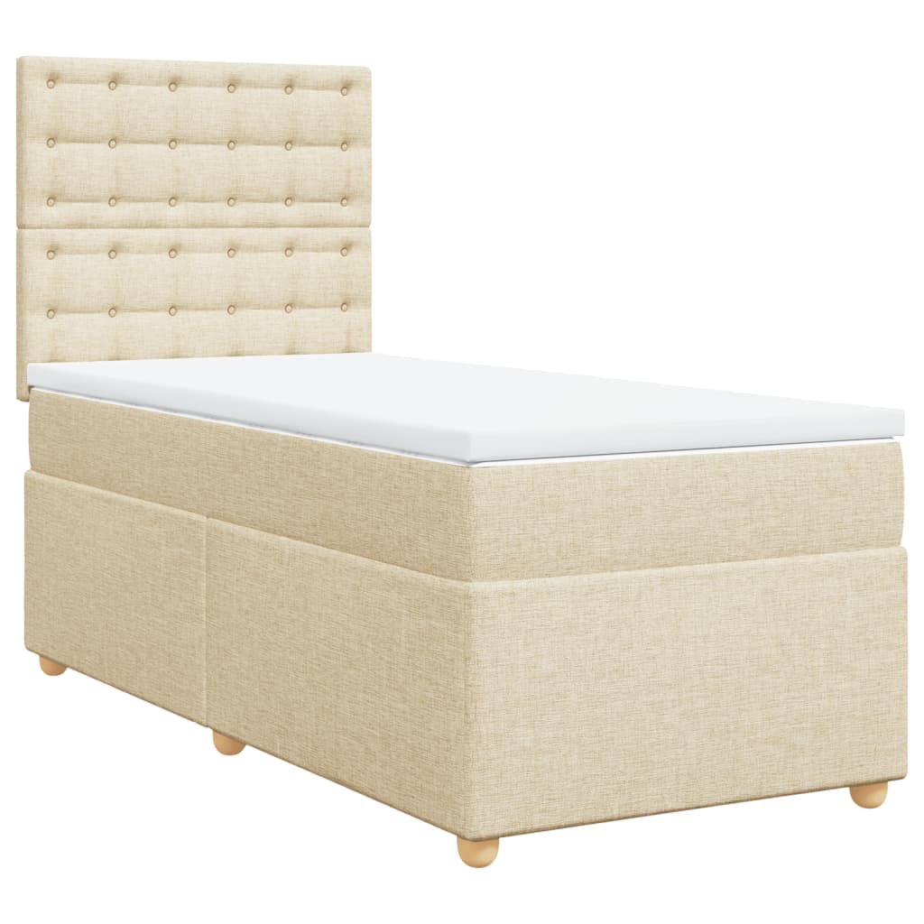 vidaXL Boxspring met matras stof crèmekleurig 80x200 cm afbeelding