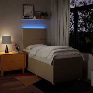 Box spring postel s matrací krémová 90x190 cm textil - obrázek 4