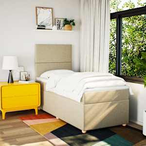 Box spring postel s matrací krémová 90x190 cm textil - obrázek 5